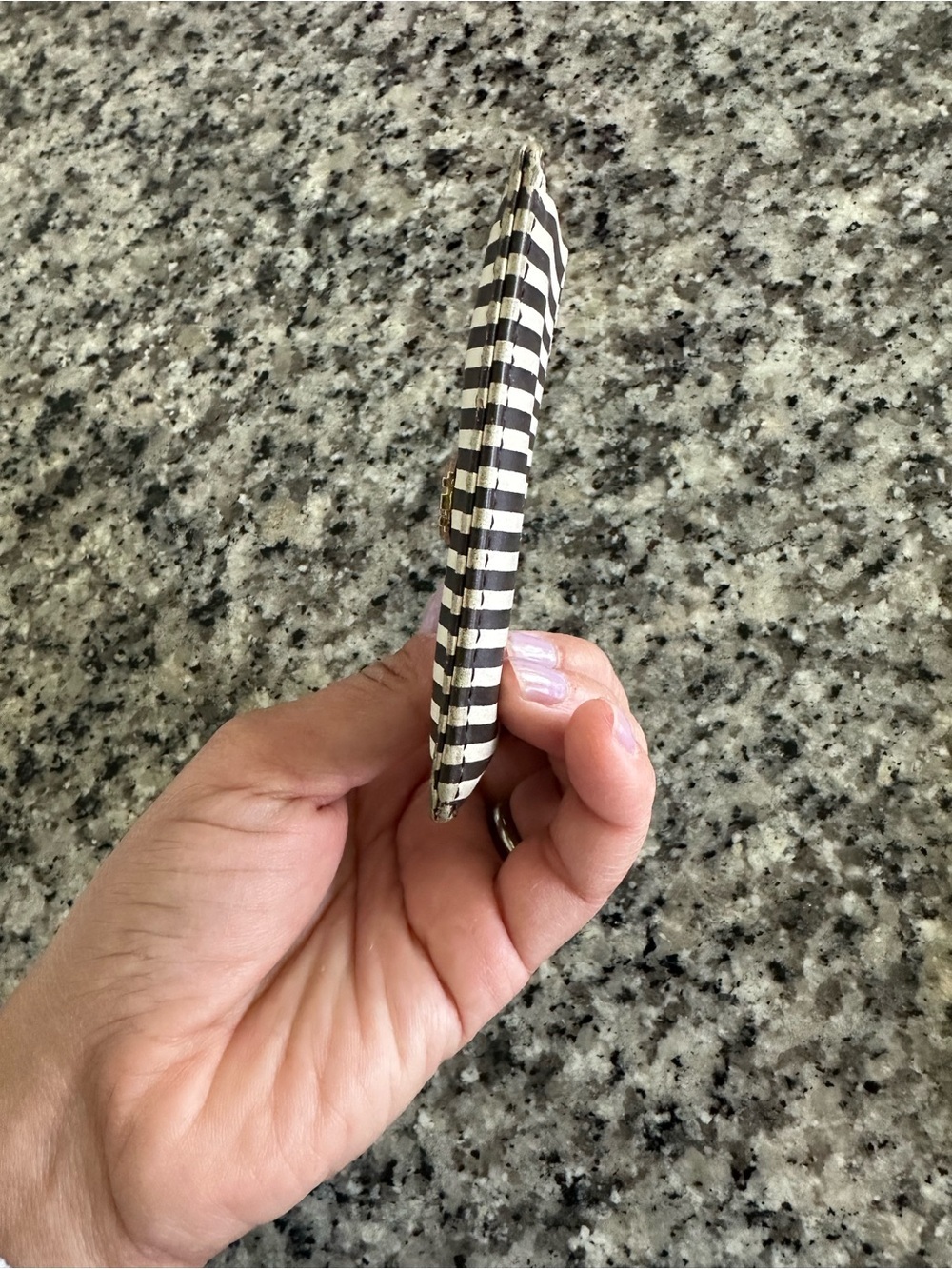 henri bendel Black and White Striped Card & Key Holder - Picture 9 of 10